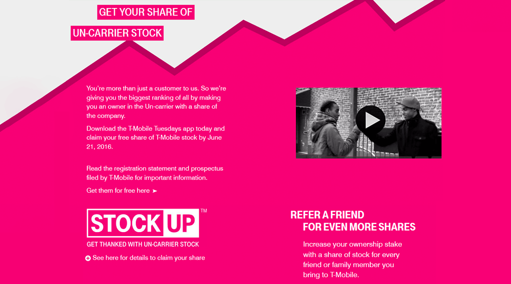 T-Mobile offre des actions